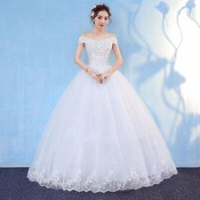 Women's Off-shoulder Dress Wedding Elegant Brides Ball Gown Princess White 2025
