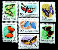 Hungary, 1959 Butterflies in Natural Colors, Scott 1268-1271, C206-08, MNH
