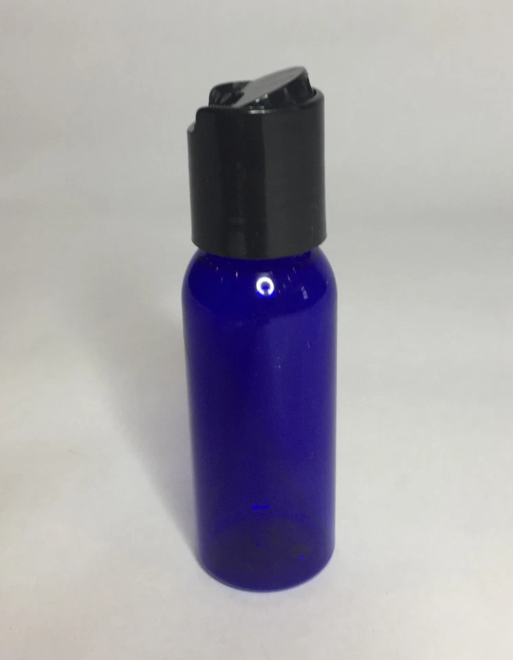 30ml PET Plastic Cobalt Blue Boston Bottles And Black Disc Top Cap *ANY AMOUNT*