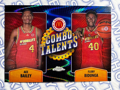 Ace Bailey Flory Bidunga 2024 Chrome McDonald's Combo Talents BLUE RAYWAVE SP