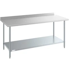 30"W x 72"L Stainless Steel Prep and Work Restaurant Table with Backsplash