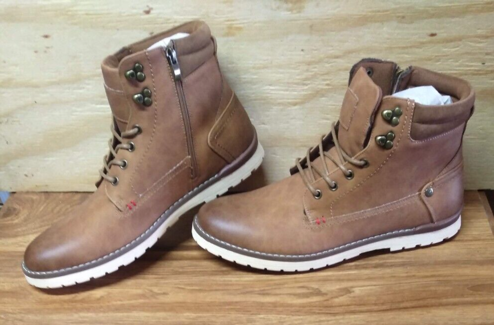 Vostey Milan Brown Lace Up Faux Leather Chukka Ankle Boots  display picture 1