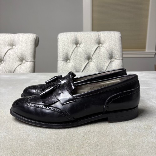 Alden Tassel Loafers Mens Size 10.5 D Black Calfskin Wing Tip Kiltie Aberdeen