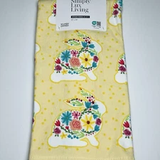 Easter Springtime 2 Pack Kitchen Hand Towels Multicolor Floral Spring Bunny NEW