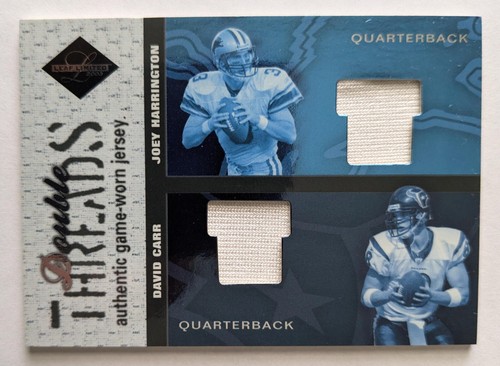 JOEY HARRINGTON, DAVID CARR, 2003 DOUBLE THREADS GW JERSEY #DT-38, sn/100 - Picture 2 of 4