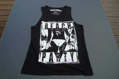 Much More '' Beach Party '' Herren Achsel-Shirt schwarz/ weiß mit Motiv Gr. M