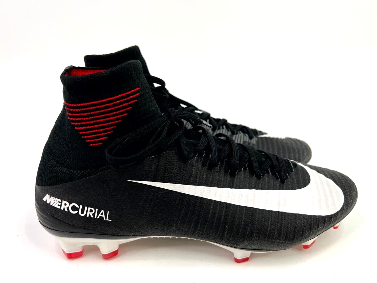 Nike Mercurial Flyknit ACC Black Red White Soccer 831940-002 Sz 9