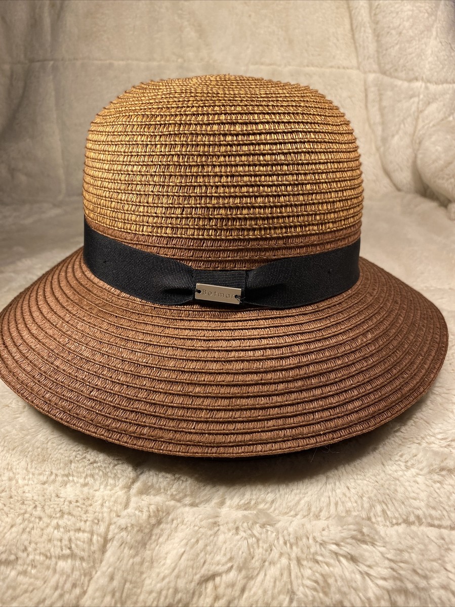New BETMAR New York Women's Straw Hat Brown/Black Medium