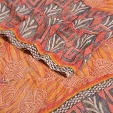 Sanskriti Vintage Saree Multicolor Pure Crepe Abstract Printed Sari 5 Yd Fabric