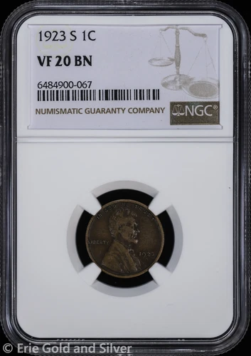 1923-S 1C Lincoln Wheat Cent NGC VF 20 BN