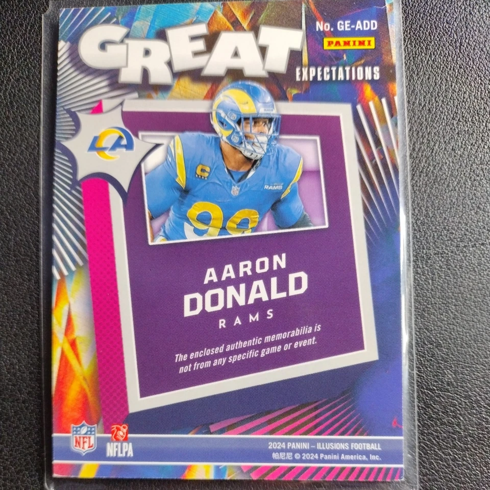 2024 Panini Illusions Аарон Дональд Great Expectations 3 цветные нашивки Rams - Изображение 2 из 2