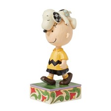 Jim Shore Peanuts Snoopy Laying on Charlie Browns Head Figurine 6016270