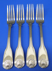 4 - Reed & Barton Colonial Shell Ii Glossy Stainless Flatware 8" Dinner Forks