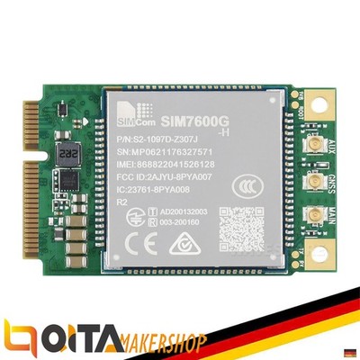 Waveshare SIM7600G-H-PCIE 4G LTE Cat-4 Mini-PCIe Modul mit GNSS, Global Coverage