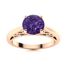 Sterling Silver Amethyst Stone Anniversary Solitaire Ethnic Ring Jewelry
