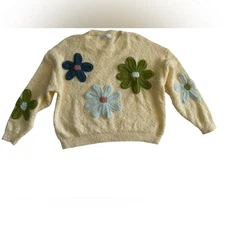 Women's crochet flower Jumper sweater size M granny core hippie artsy