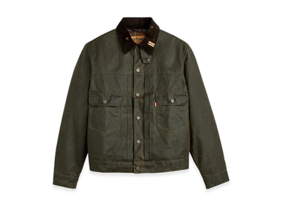 LEVI'S x Barbour Type II Waxed Trucker Jacket Khaki | eBay