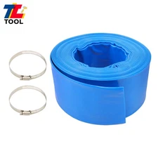 3” x 50 FT Blue PVC Pool Backwash Hose For Swimming Pool Filter Pump W/ 2 Clamp