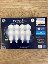  GE Reveal 8-Pack 8W Dimmable Color-Enhancing 3000K Soft White A19 NEW
