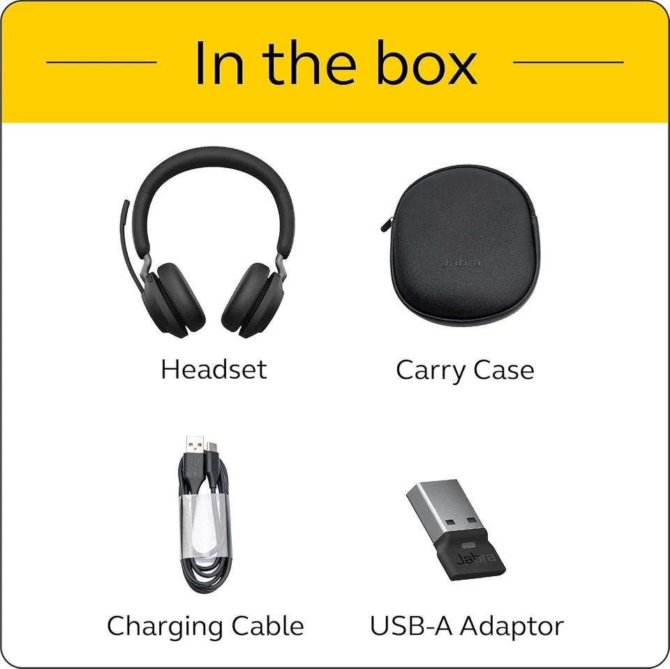 Jabra Evolve2 65 Wireless Headset USB Stereo UC, BT & Dongle, Compatible - NEW - Image 2 of 4
