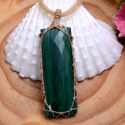 Amulett Of Grace Handgefertigt Natürlich Malachit Makramee Gem Heilung Kristall - Bild 1 von 4