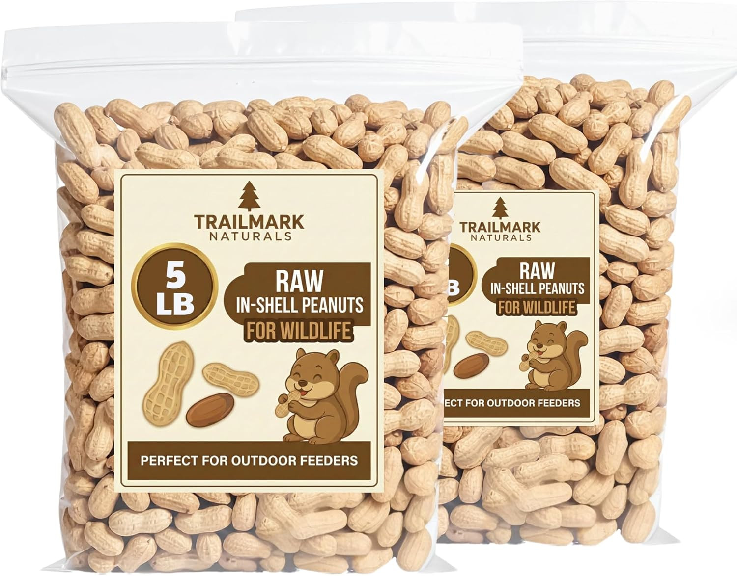 2 Pack of 5 Lb Bags (10 Pounds Total) - Raw Peanuts for Squirrels, Raw in Shell