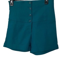 Vtg High Waist Pinup Shorts Women L 50s Retro Rockabilly Style Button Sailor 28