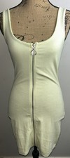 FACTORIE Womens Sz XS Zip Front Mini Dress Lemon Stretch Bodycon BNWT New