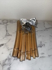 Kids Wooden Hangers Silver Hooks Pack of 10 Baby Clothes Hangers