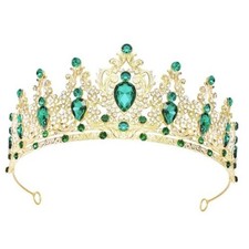 Tiaras Crown for Women, Queen Crown, Bridal for Tiaras Headband Gold Green