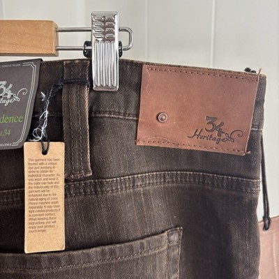 34 Heritage Confidence Mid Rise Relaxed Straight Brown Denim Jeans 42x34 NWT