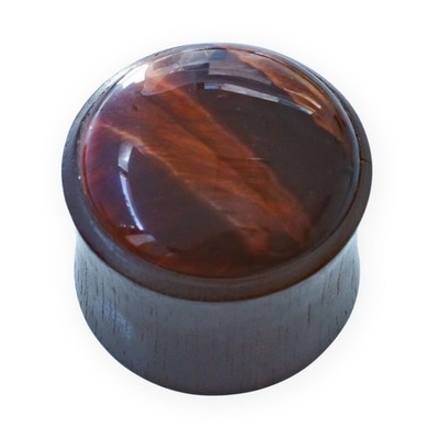 Ebenholz Tigerauge Piercing Ohr Tunnel Plug Piercingschmuck Stein Tunnel Earplug