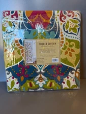 World Market Andana Medallion Shower Curtain 72x72 NEW Colorful Boho Pattern