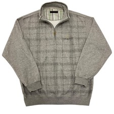 Gianni Valentino 1/4 Zip Sweatshirt Mens Large Grey Check Vintage 90s Y2K Jumper