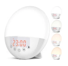 Wake Up Light 10000 Lux UV Free Sunrise Alarm Clock Dimmable 10 Natural Sounds