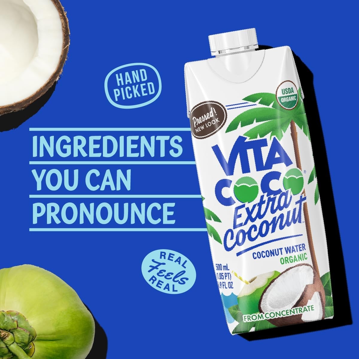 Vita Coco Organic Coconut Water Pressed More "Coconutty" Flavor Natural Elect...