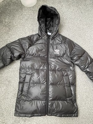 Adidas Originals Junior Adicolor längliche Daunenjacke in schwarz-weiß
