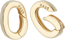 18K Gold over 925 Sterling Silver Spring Gate Rings Clasp, 2Pcs Oval Spring Clas