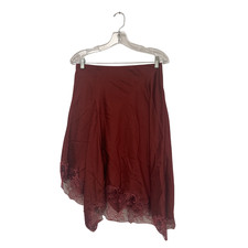 Zara ZW Lingerie Womens Skirt Medium Red Lace Trim Asymmetric Hem 1067/914 NWT