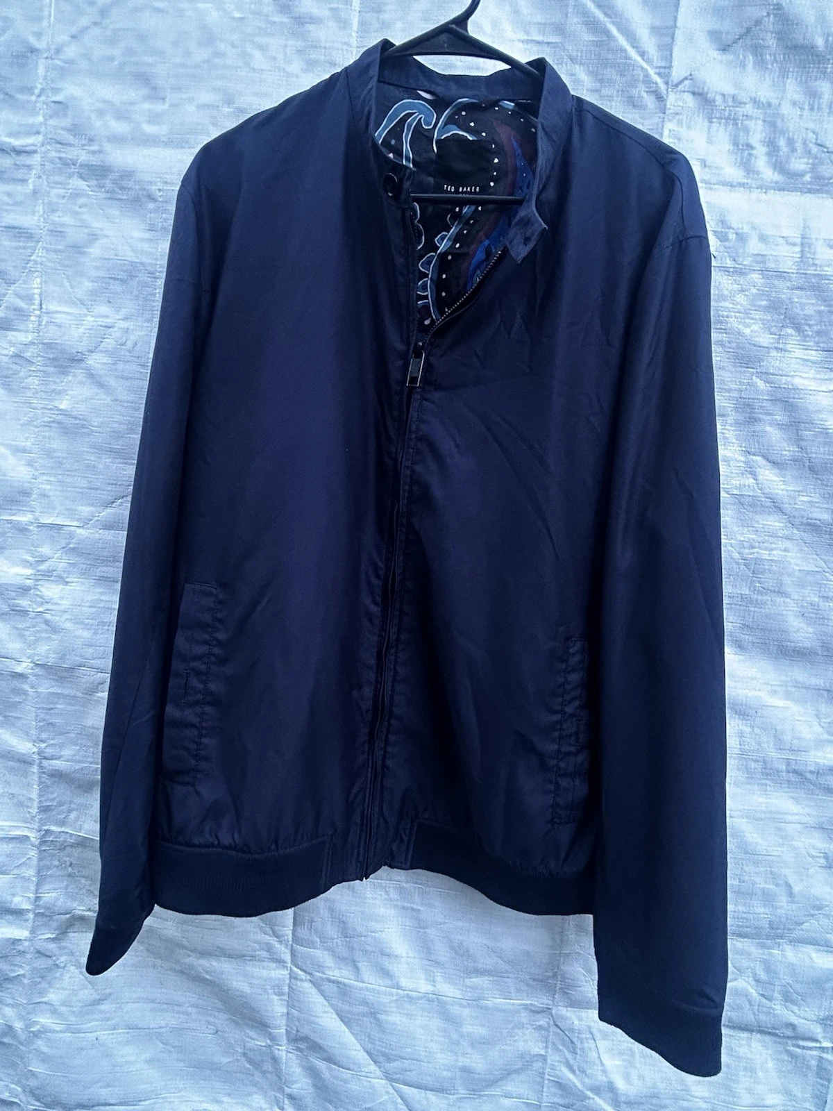 TED BAKER LONDON Bomber Jacket Coat Full Zip Up Men's Size 5 (L) Navy waterproof