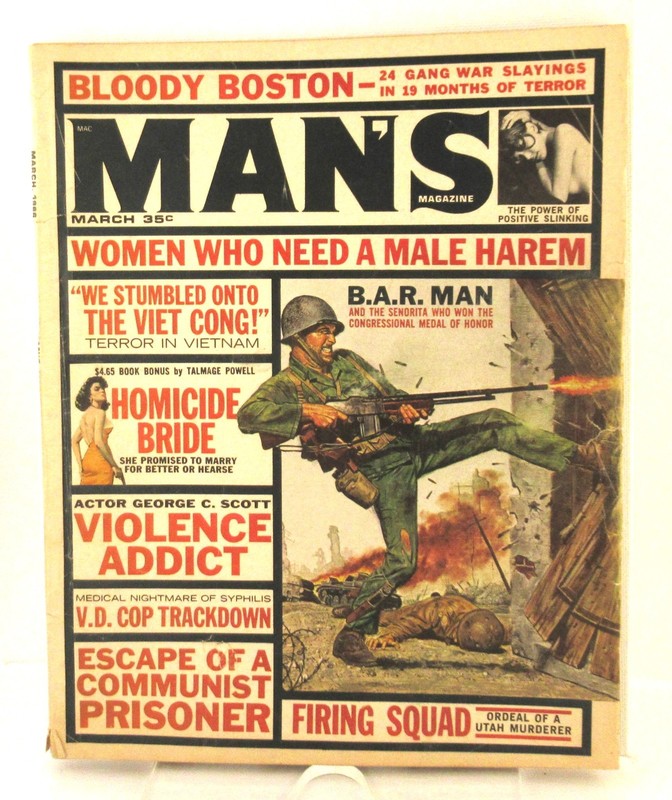 vintage Man's magazine, March 1966 - blood, terror, war, Vietnam, women