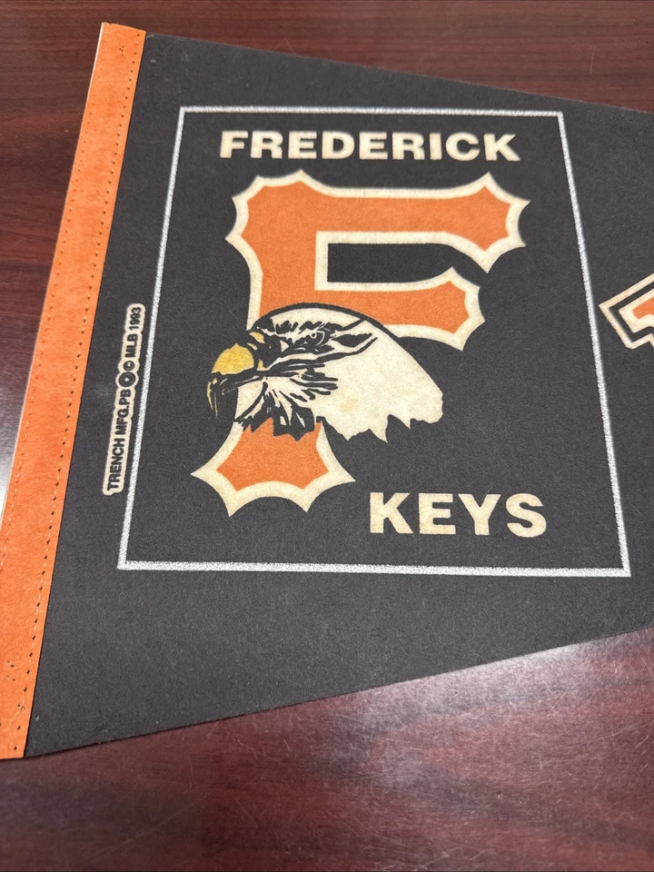 Frederick Keys Vintage 1993 Pennant Minor League Baseball 30 X 12 - Image 2 of 4