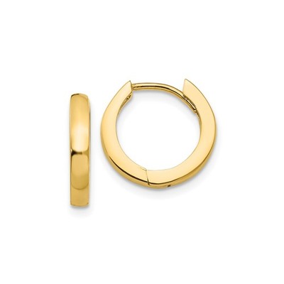 14 Karat Gelbgold kleine Creolen poliert Huggie aufklappbar Unisex minimalistisch