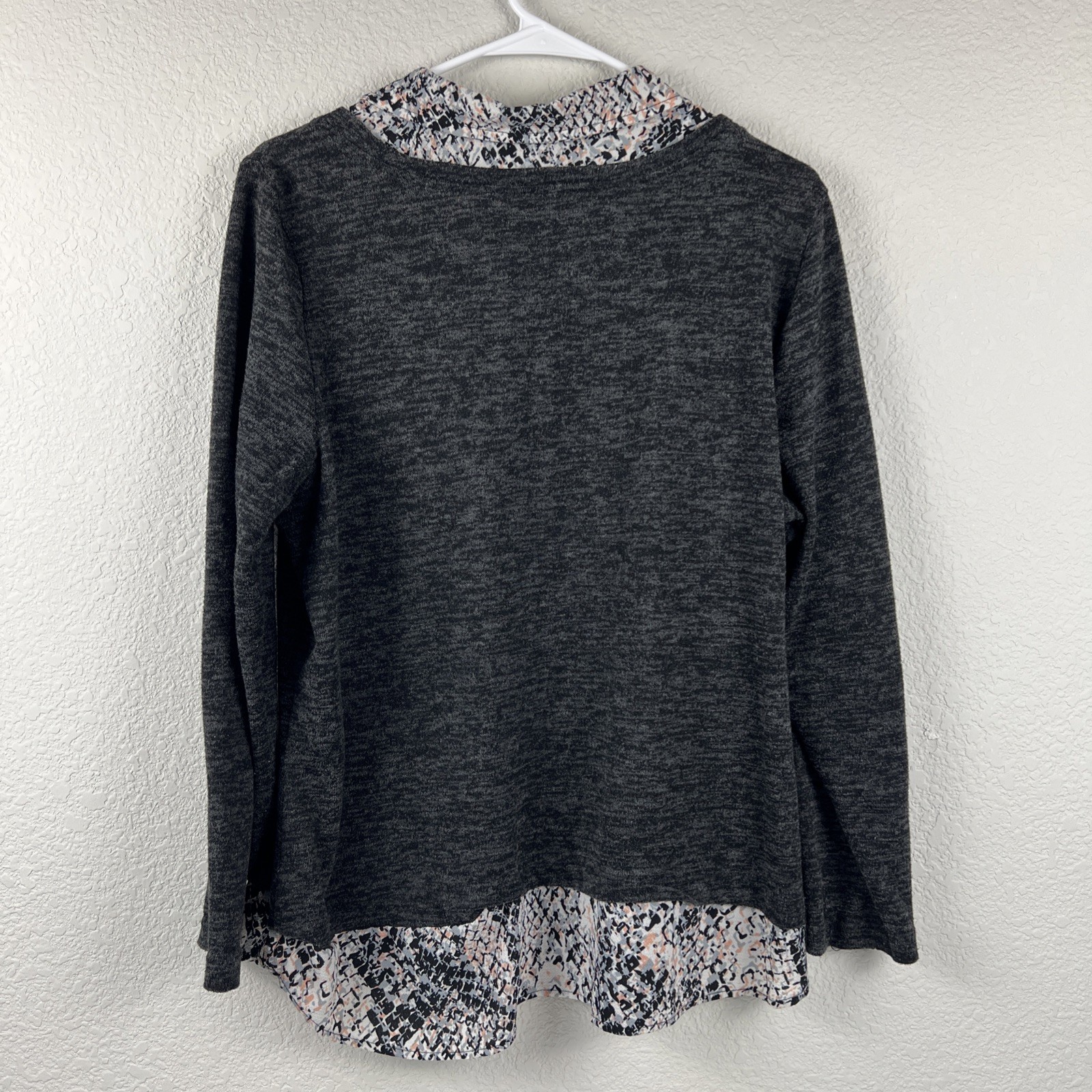 Rebecca Malone Sweater Womens Large Animal Print Layered Look Boho Casual