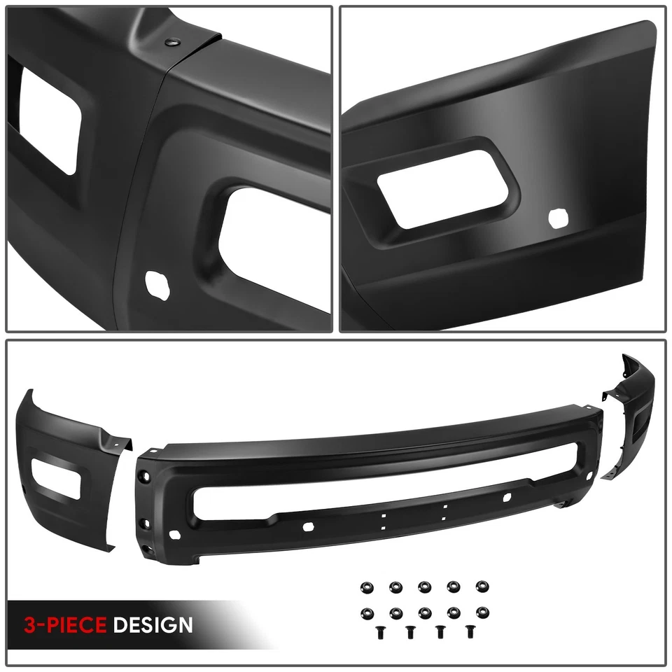 Barra frontal de parachoques negra Fit 10-18 Dodge Ram 2500 3500 con orificios de luz antiniebla Foto 3 de 4