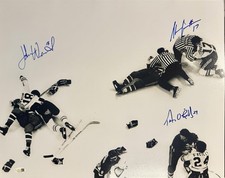 TERRY O’REILLY, STAN JONATHN, JOHN WENSINK Autographed 16x20 BRUINS 16x20 JSA