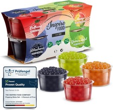 INSPIRE FOOD Bubble Tea Pearl Set - 4-Pack Popping Boba Fruit Pearls | Strawber