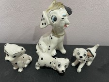 4 Dalmatian DOG Figurines BONE CHINA Disney JAPAN Vintage WINKING Set FUR