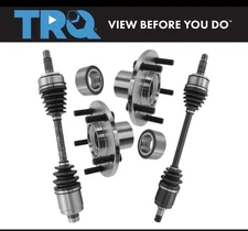 TRQ Front CV Axle Shaft Wheel Bearing Hub Kit 6pc Set