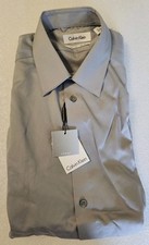 Calvin Klein Men's Dress Shirt Slim Fit 14 32/33 Steel Non- Iron